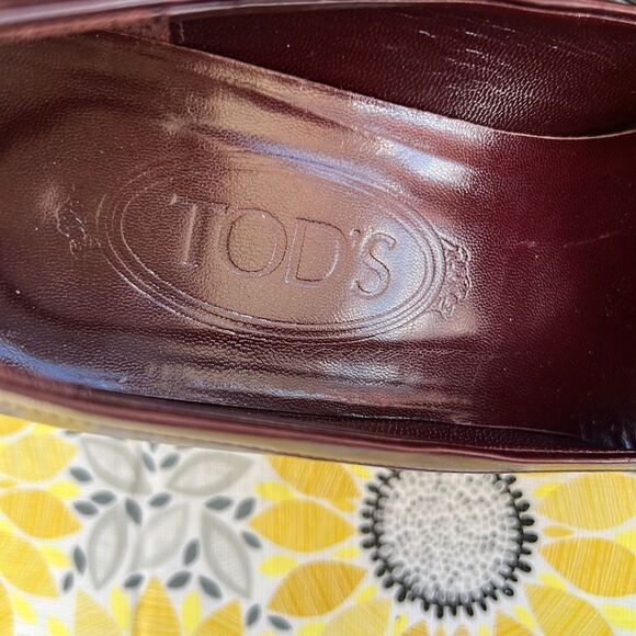 TOD’S OXBLOOD LEATHER TASSEL‎ HEEL SIZE 8 - Picture 5 of 8